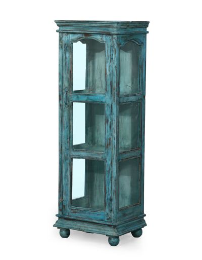 Presklená skriňa z teakového dreva, 50x38x145cm