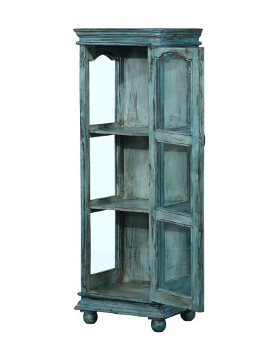 Presklená skriňa z teakového dreva, 50x38x145cm