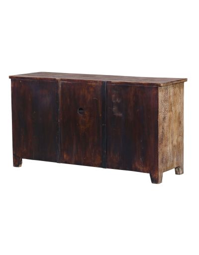 Komoda pod TV z mangového dreva, biela patina, 140x45x77cm