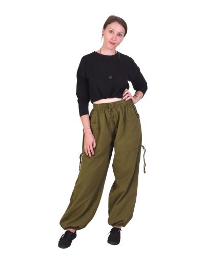 Skracovacie pohodlné unisex nohavice, khaki