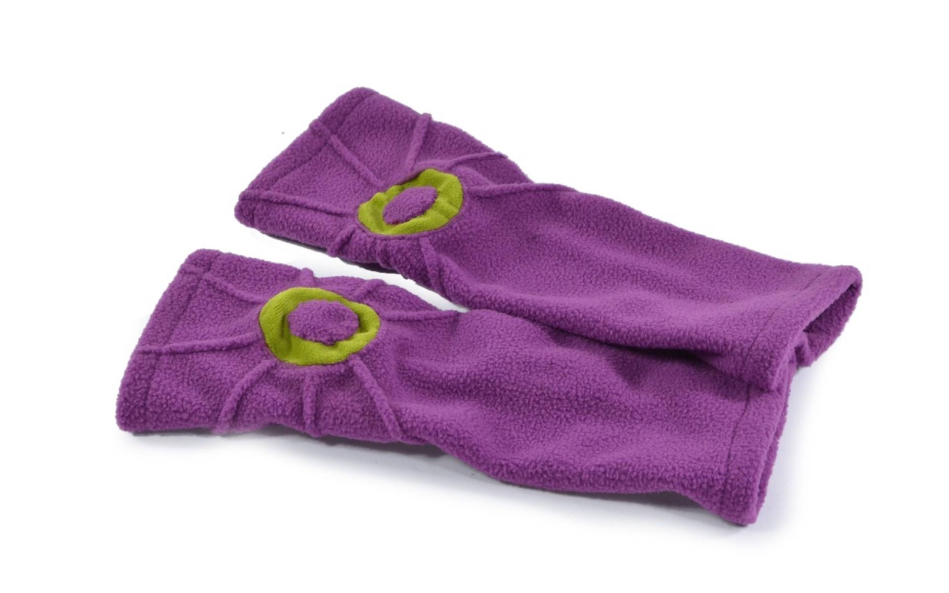 Fialové fleecové rukavice - návleky s prešívaním